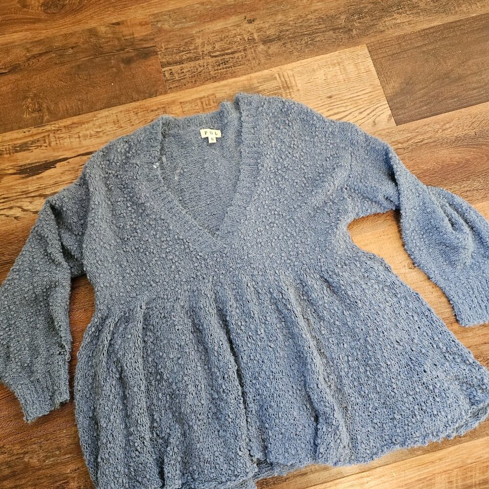 Blue POL Peplum Sweater - Flawed